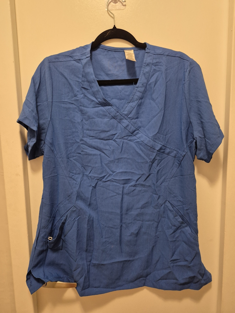 Women’s V-Neck Wrap Scrub Top in Blue